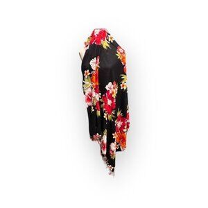 Womens Etra Large Floral Wrap with Tasseled Fringe 8444